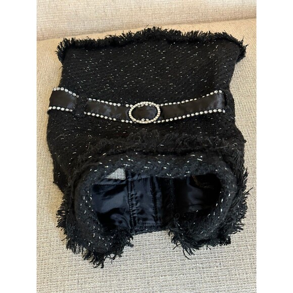 Dog Sparkly Jacket with Bling Belt Dress Costume Outfit Pet Fashion Black Sz M - Picture 3 of 8